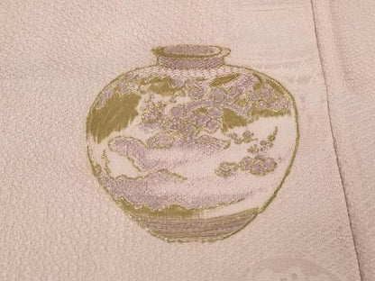平和屋着物●訪問着　地紋起こし　陶器文　金彩　正絹　逸品　CABK8148ut