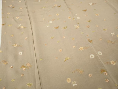 平和屋着物●中国三大刺繍　相良刺繍　総刺繍　小紋　草花文　正絹　逸品　CABK8149ut
