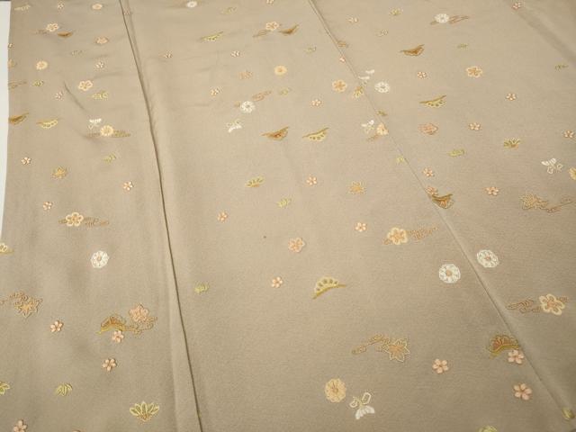 平和屋着物●中国三大刺繍　相良刺繍　総刺繍　小紋　草花文　正絹　逸品　CABK8149ut