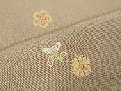 平和屋着物●中国三大刺繍　相良刺繍　総刺繍　小紋　草花文　正絹　逸品　CABK8149ut