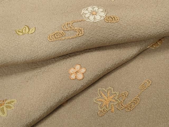 平和屋着物●中国三大刺繍　相良刺繍　総刺繍　小紋　草花文　正絹　逸品　CABK8149ut