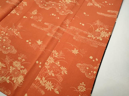 平和屋着物●訪問着　地紙枝花文　暈し染め　黒地　金彩　正絹　逸品　CABK8151ut
