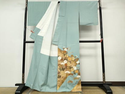 平和屋着物●豪華色留袖　駒刺繍　枝花文　金彩　正絹　逸品　CABK8154ut