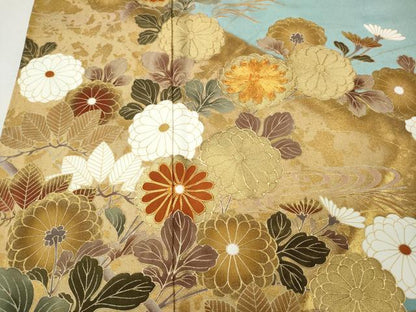 平和屋着物●豪華色留袖　駒刺繍　枝花文　金彩　正絹　逸品　CABK8154ut