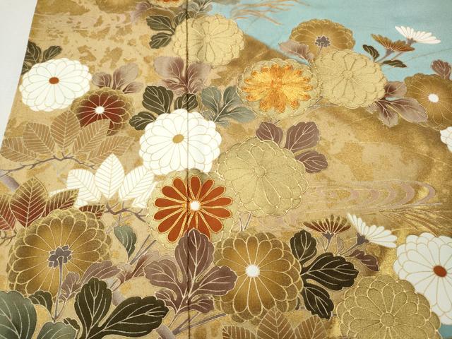 平和屋着物●豪華色留袖　駒刺繍　枝花文　金彩　正絹　逸品　CABK8154ut