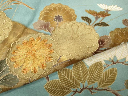 平和屋着物●豪華色留袖　駒刺繍　枝花文　金彩　正絹　逸品　CABK8154ut