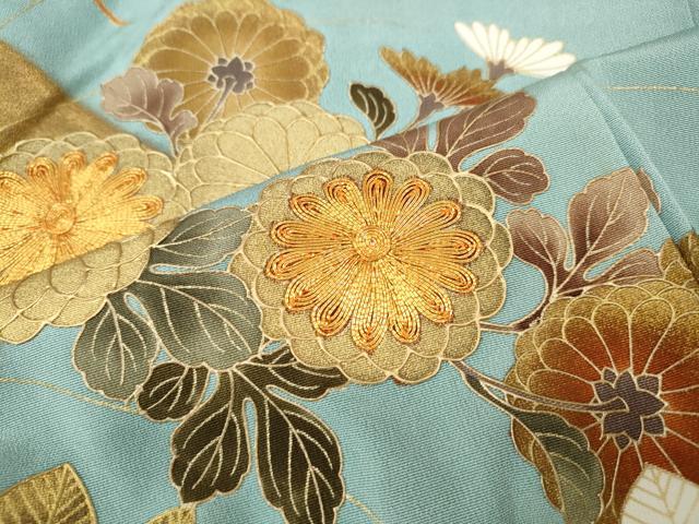 平和屋着物●豪華色留袖　駒刺繍　枝花文　金彩　正絹　逸品　CABK8154ut