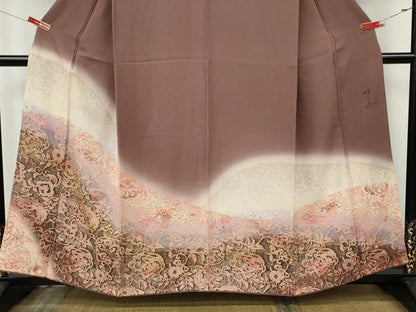 平和屋着物●日展作家　山本唯与志　レリーフ染　色留袖　更紗花文　暈し染め　金彩　正絹　逸品　CABK8155ut