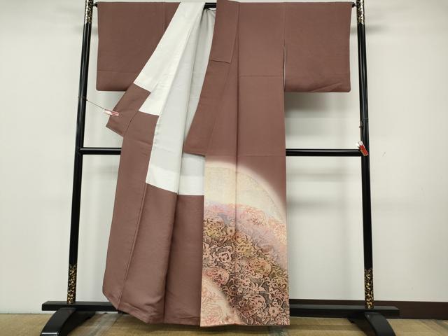 平和屋着物●日展作家　山本唯与志　レリーフ染　色留袖　更紗花文　暈し染め　金彩　正絹　逸品　CABK8155ut