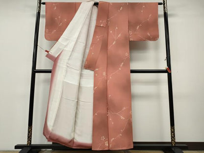 平和屋着物●上質な小紋　地紋起こし　枝花文　暈し染め　正絹　逸品　未使用　CABK8156ut