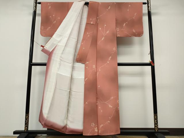 平和屋着物●上質な小紋　地紋起こし　枝花文　暈し染め　正絹　逸品　未使用　CABK8156ut