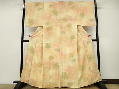平和屋着物●上質な小紋　枝花文　暈し染め　正絹　逸品　CABK8157ut