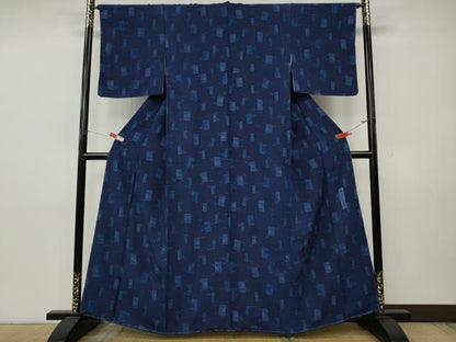 平和屋着物●藍染作家　喜多野良造　小紋　竹　正絹　逸品　CABK8162ut