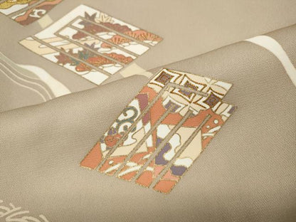 平和屋着物●銀座きしや　訪問着　駒刺繍　源氏香草花文　金彩　正絹　逸品　CABK8163ut