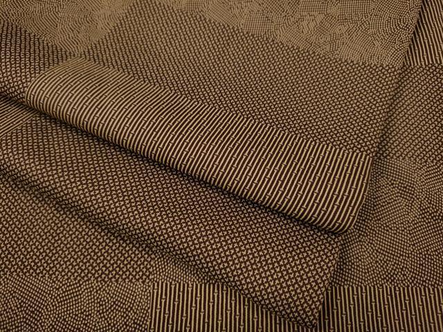 平和屋着物●上質なお召　格子吉祥文　正絹　逸品　CABK8165ut