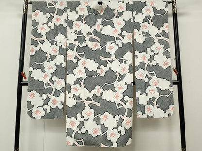 平和屋着物●振袖用長襦袢　袷　鹿の子枝梅文　正絹　逸品　CABK8167ut