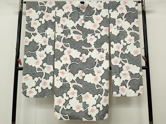 平和屋着物●振袖用長襦袢　袷　鹿の子枝梅文　正絹　逸品　CABK8167ut