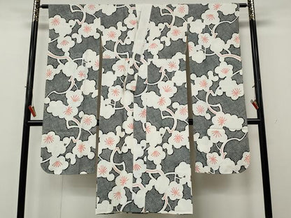 平和屋着物●振袖用長襦袢　袷　鹿の子枝梅文　正絹　逸品　CABK8167ut