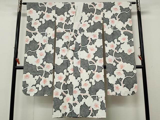 平和屋着物●振袖用長襦袢　袷　鹿の子枝梅文　正絹　逸品　CABK8167ut