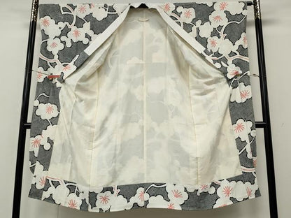 平和屋着物●振袖用長襦袢　袷　鹿の子枝梅文　正絹　逸品　CABK8167ut