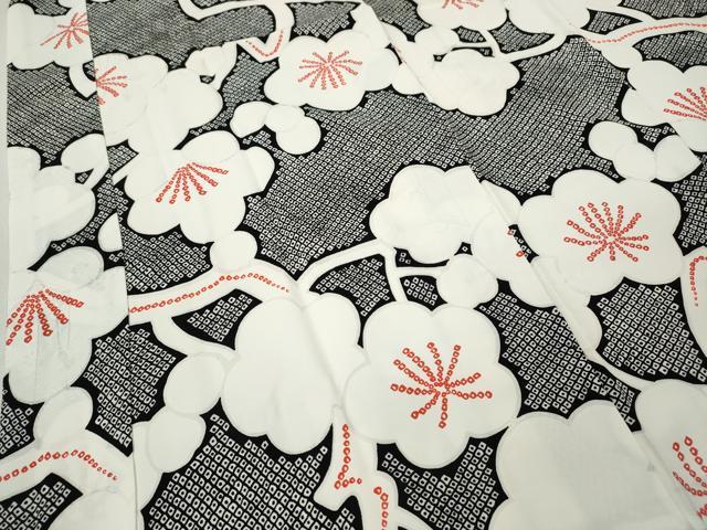 平和屋着物●振袖用長襦袢　袷　鹿の子枝梅文　正絹　逸品　CABK8167ut