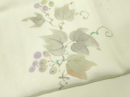 平和屋着物●長襦袢　無双仕立て　作家物　手描き　葡萄蔦の葉文　正絹　逸品　CABK8168ut