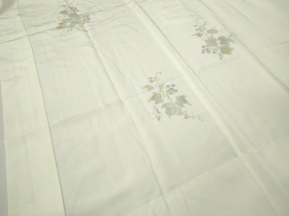平和屋着物●長襦袢　無双仕立て　作家物　手描き　葡萄蔦の葉文　正絹　逸品　CABK8168ut