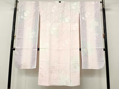 平和屋着物●中国三大刺繍　スワトウ刺繍　振袖用長襦袢　袷　流水舞花文　暈し染め　正絹　逸品　CABK8170ut