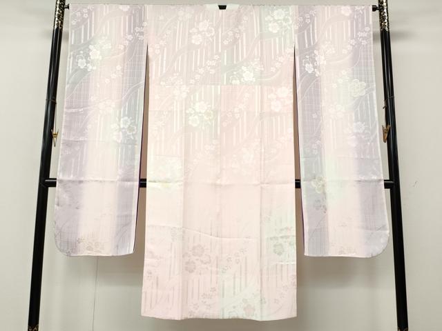 平和屋着物●中国三大刺繍　スワトウ刺繍　振袖用長襦袢　袷　流水舞花文　暈し染め　正絹　逸品　CABK8170ut