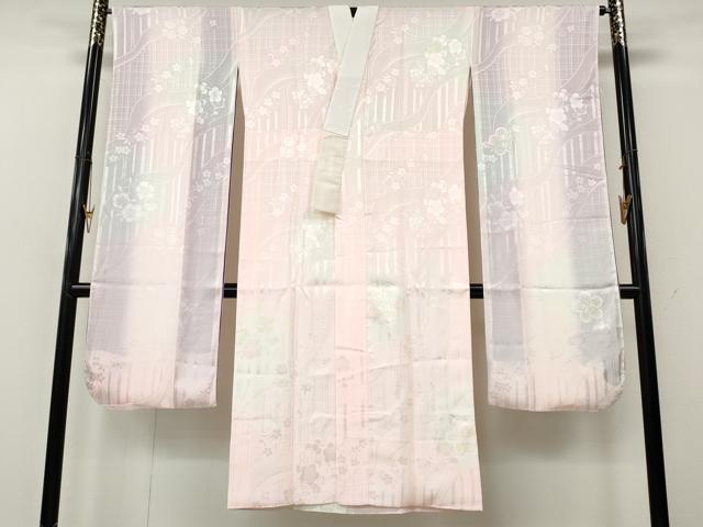 平和屋着物●中国三大刺繍　スワトウ刺繍　振袖用長襦袢　袷　流水舞花文　暈し染め　正絹　逸品　CABK8170ut