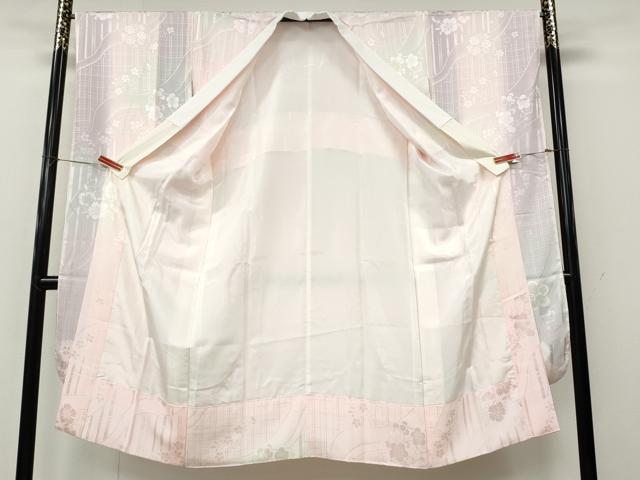 平和屋着物●中国三大刺繍　スワトウ刺繍　振袖用長襦袢　袷　流水舞花文　暈し染め　正絹　逸品　CABK8170ut