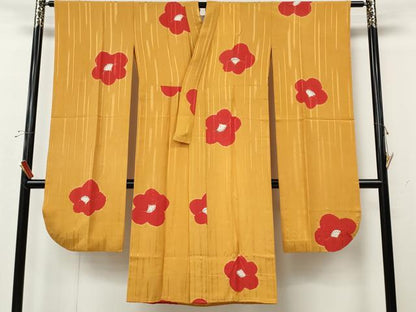 平和屋着物●振袖用長襦袢　無双仕立て　絞り　舞花文　金彩　正絹　逸品　CABK8173ut