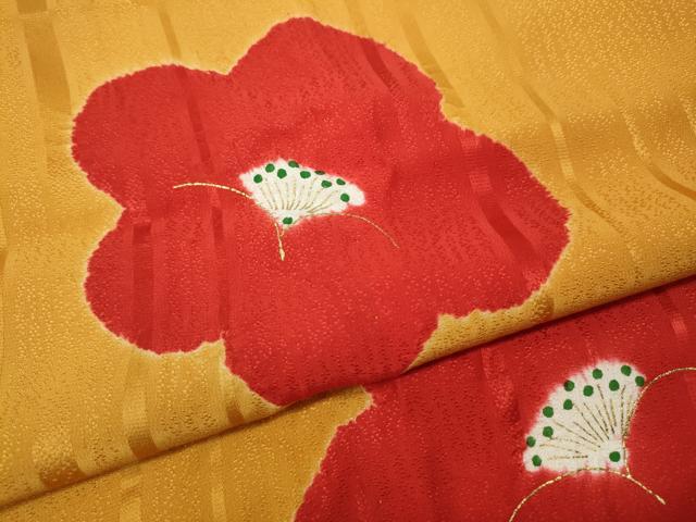 平和屋着物●振袖用長襦袢　無双仕立て　絞り　舞花文　金彩　正絹　逸品　CABK8173ut
