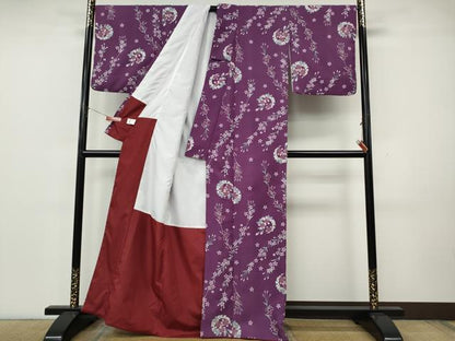 平和屋着物▼小紋　雪輪枝花文　洗える着物　CABK8174ut