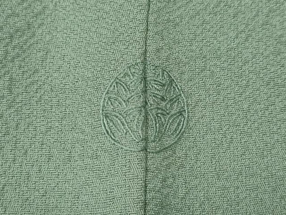 平和屋着物●訪問着　総刺繍　茶道具　仕覆文　錆青磁色　正絹　逸品　CABK8175ut
