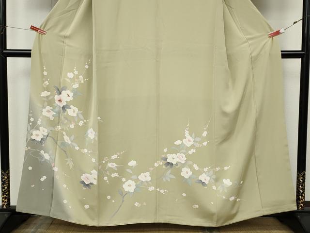 平和屋着物●訪問着　友禅　刺繍　枝花文　暈し染め　正絹　逸品　CABK8176ut