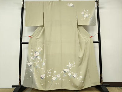 平和屋着物●訪問着　友禅　刺繍　枝花文　暈し染め　正絹　逸品　CABK8176ut