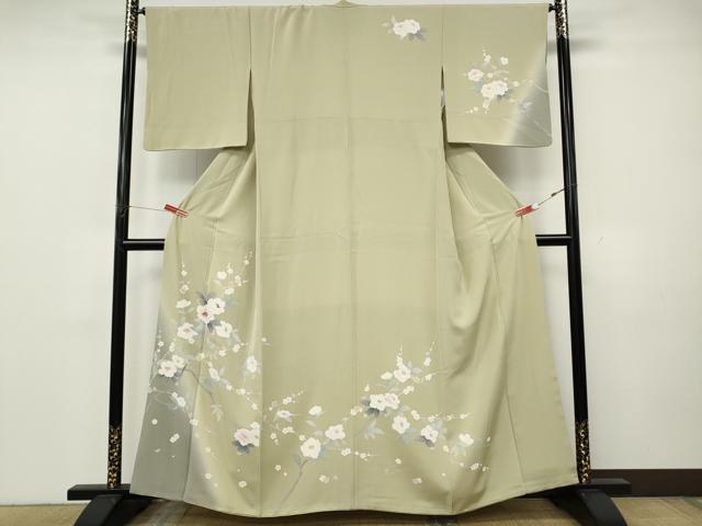 平和屋着物●訪問着　友禅　刺繍　枝花文　暈し染め　正絹　逸品　CABK8176ut