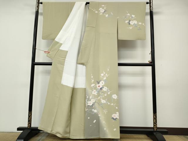 平和屋着物●訪問着　友禅　刺繍　枝花文　暈し染め　正絹　逸品　CABK8176ut