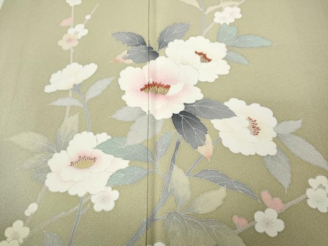 平和屋着物●訪問着　友禅　刺繍　枝花文　暈し染め　正絹　逸品　CABK8176ut