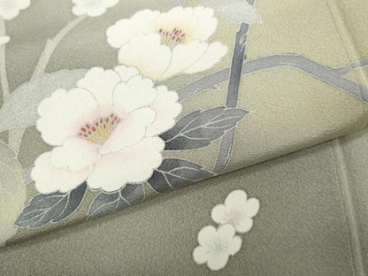 平和屋着物●訪問着　友禅　刺繍　枝花文　暈し染め　正絹　逸品　CABK8176ut