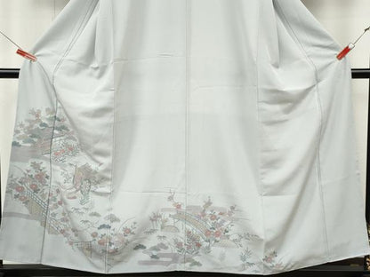 平和屋着物●中国三大刺繍　スワトウ刺繍　汕頭刺繍　総刺繍　訪問着　御所車風景花文　正絹　逸品　未使用　CABK8177ut