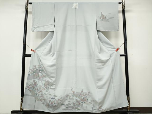 平和屋着物●中国三大刺繍　スワトウ刺繍　汕頭刺繍　総刺繍　訪問着　御所車風景花文　正絹　逸品　未使用　CABK8177ut