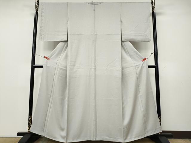 平和屋着物●日本のお笑いタレント　俳優　画家　書家　片岡鶴太郎　色無地　草花地紋　素色　正絹　逸品　CABK8179ut