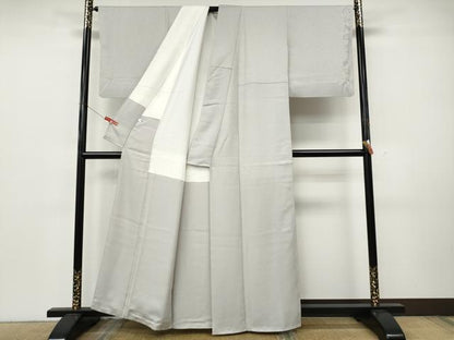 平和屋着物●日本のお笑いタレント　俳優　画家　書家　片岡鶴太郎　色無地　草花地紋　素色　正絹　逸品　CABK8179ut