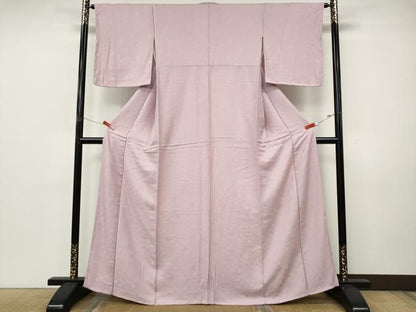 平和屋着物●上質な色無地　菱花地紋　撫子色　正絹　逸品　CABK8181ut