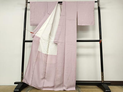 平和屋着物●上質な色無地　菱花地紋　撫子色　正絹　逸品　CABK8181ut