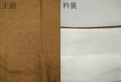 平和屋着物●上質な色無地　草花地紋　枇杷茶色　正絹　逸品　CABK8183ut