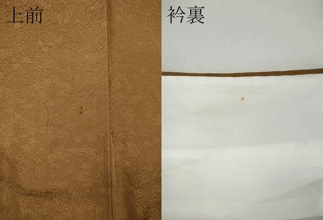 平和屋着物●上質な色無地　草花地紋　枇杷茶色　正絹　逸品　CABK8183ut