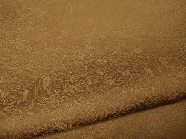 平和屋着物●上質な色無地　草花地紋　枇杷茶色　正絹　逸品　CABK8183ut